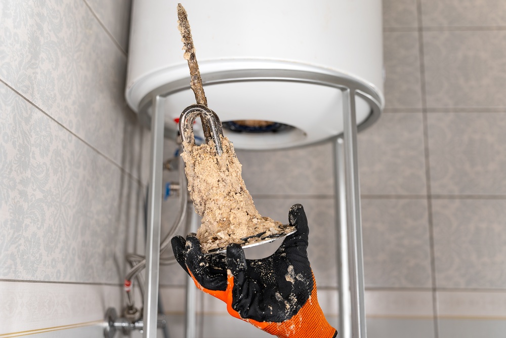 Rust-colored water indicating a possible water heater replacement